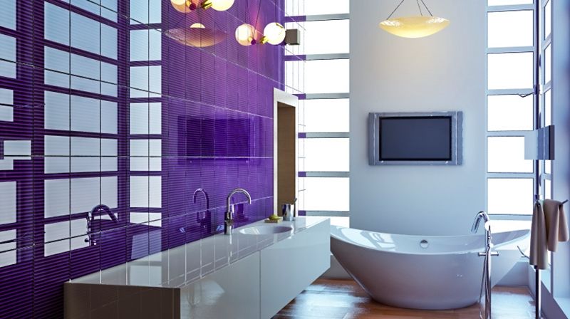 Стеклянные стеновые панели в интерьере ванной - фото